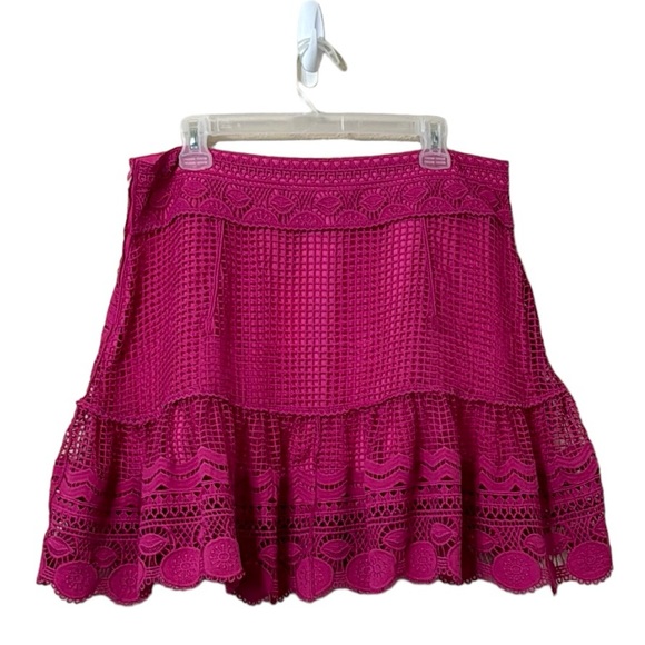 Farm Rio Morada Boa Guipire Lace Pink Mini Skirt Size XL - Picture 3 of 17